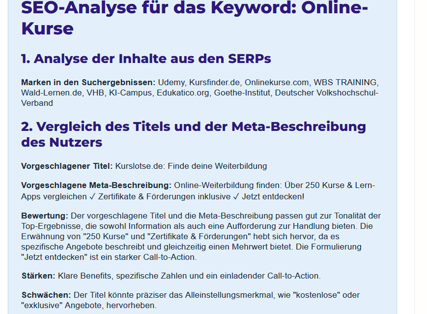 AI-Analyse SERPs Feature Screenshot