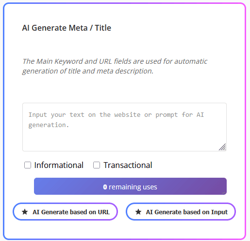 AI Generate Meta Title Screenshot