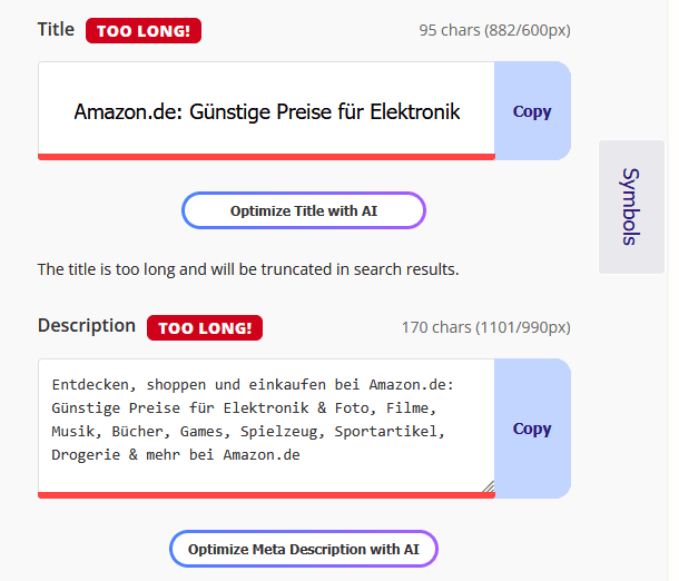 Optimize AI Generate Title Meta Screenshot